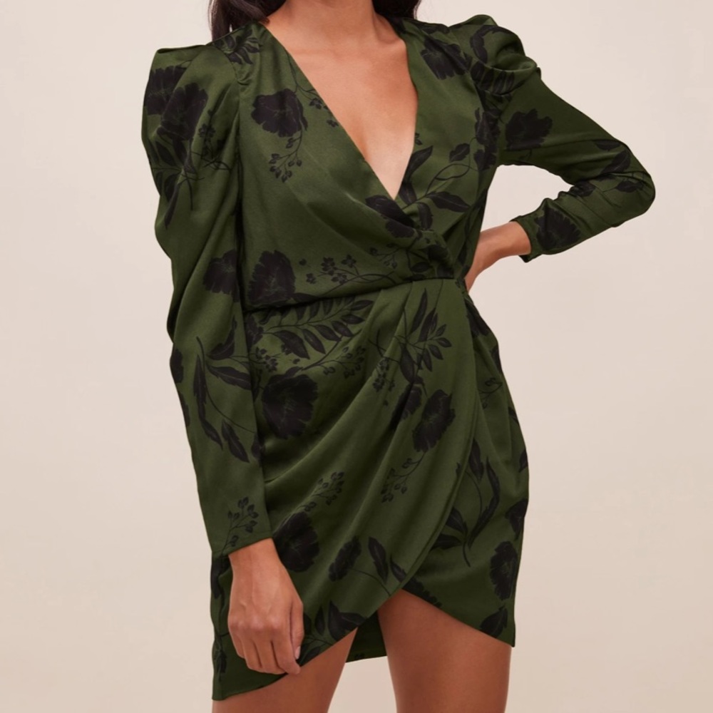 Long Sleeve Green Mini Dress
